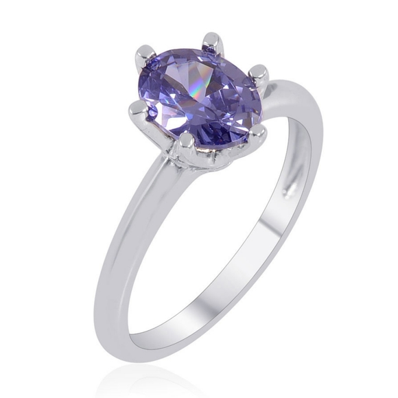 Blue Sapphire CZ SS Ring - Picture 2 of 3